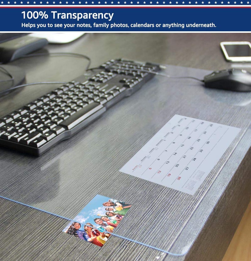 Easy Easy Life 24 X 60 Inch XL Desk Pad Protector Clear Desk Mats Blotter on Top of Desks for Laptop Computer Keyboard PVC Vinyl Large Desktop Writing Mat Cover With Mouse Pad Transparent Waterproof Wipeable Plastic - Image 4